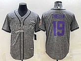 Men's Minnesota Vikings #19 Adam Thielen Grey Gridiron With Patch Cool Base Stitched Baseball Jersey,baseball caps,new era cap wholesale,wholesale hats