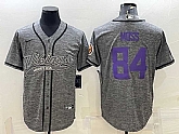 Men's Minnesota Vikings #84 Randy Moss Grey Gridiron With Patch Cool Base Stitched Baseball Jersey,baseball caps,new era cap wholesale,wholesale hats