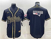 Men's New England Patriots Black Gold Team Big Logo With Patch Cool Base Stitched Baseball Jersey,baseball caps,new era cap wholesale,wholesale hats