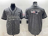 Men's New England Patriots Gray Team Big Logo With Patch Cool Base Stitched Baseball Jersey