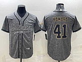 Men's New Orleans Saints #41 Alvin Kamara Gray With Patch Cool Base Stitched Baseball Jersey,baseball caps,new era cap wholesale,wholesale hats