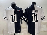 Men's Philadelphia Eagles #11 A.J. Brown Black & White Split Super Bowl LVII Patch Limited Stitched Jersey,baseball caps,new era cap wholesale,wholesale hats