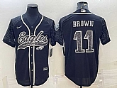 Men's Philadelphia Eagles #11 AJ Brown Black Reflective With Patch Cool Base Stitched Baseball Jersey,baseball caps,new era cap wholesale,wholesale hats