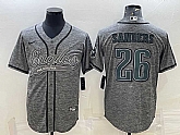 Men's Philadelphia Eagles #26 Miles Sanders Grey Gridiron With Patch Cool Base Stitched Baseball Jersey,baseball caps,new era cap wholesale,wholesale hats