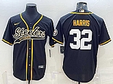 Men's Pittsburgh Steelers #32 Franco Harris Black With Patch Cool Base Stitched Baseball Jerseys