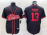 Men's San Francisco 49ers #13 Brock Purdy Black With Patch Cool Base Stitched Baseball Jersey,baseball caps,new era cap wholesale,wholesale hats