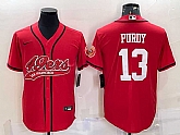 Men's San Francisco 49ers #13 Brock Purdy Red With Patch Cool Base Stitched Baseball Jersey,baseball caps,new era cap wholesale,wholesale hats