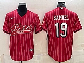 Men's San Francisco 49ers #19 Deebo Samuel Red Pinstripe Color Rush With Patch Cool Base Stitched Baseball Jersey,baseball caps,new era cap wholesale,wholesale hats