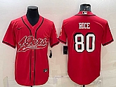 Men's San Francisco 49ers #80 Jerry Rice Red Color Rush With Patch Cool Base Stitched Baseball Jersey,baseball caps,new era cap wholesale,wholesale hats