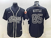 Men's San Francisco 49ers #85 George Kittle Black Reflective With Patch Cool Base Stitched Baseball Jersey,baseball caps,new era cap wholesale,wholesale hats