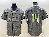 Men's Seattle Seahawks #14 DK Metcalf Grey Gridiron With Patch Cool Base Stitched Baseball Jersey,baseball caps,new era cap wholesale,wholesale hats