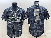 Men's Seattle Seahawks #7 Geno Smith Grey Camo With Patch Cool Base Stitched Baseball Jersey,baseball caps,new era cap wholesale,wholesale hats