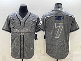 Men's Seattle Seahawks #7 Geno Smith Grey Gridiron With Patch Cool Base Stitched Baseball Jersey,baseball caps,new era cap wholesale,wholesale hats