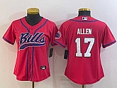 Women's Buffalo Bills #17 Josh Allen Red Stitched Cool Base Nike Baseball Jersey,baseball caps,new era cap wholesale,wholesale hats