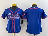 Women's Buffalo Bills Blank Royal With Patch Cool Base Stitched Baseball Jersey,baseball caps,new era cap wholesale,wholesale hats