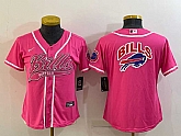 Women's Buffalo Bills Pink Team Big Logo With Patch Cool Base Stitched Baseball Jersey,baseball caps,new era cap wholesale,wholesale hats