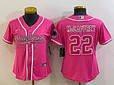 Women's Carolina Panthers #22 Christian McCaffrey Pink With Patch Cool Base Stitched Baseball Jersey,baseball caps,new era cap wholesale,wholesale hats