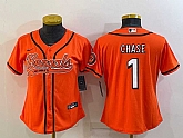 Women's Cincinnati Bengals #1 JaMarr Chase Orange With Patch Cool Base Stitched Baseball Jersey,baseball caps,new era cap wholesale,wholesale hats