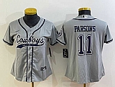Women's Dallas Cowboys #11 Micah Parsons Grey With Patch Cool Base Stitched Baseball Jersey,baseball caps,new era cap wholesale,wholesale hats