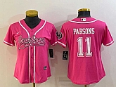 Women's Dallas Cowboys #11 Micah Parsons Pink With Patch Cool Base Stitched Baseball Jersey,baseball caps,new era cap wholesale,wholesale hats