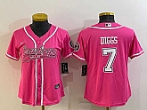 Women's Dallas Cowboys #7 Trevon Diggs Pink With Patch Cool Base Stitched Baseball Jersey,baseball caps,new era cap wholesale,wholesale hats