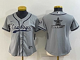 Women's Dallas Cowboys Grey Team Big Logo With Patch Cool Base Stitched Baseball Jersey,baseball caps,new era cap wholesale,wholesale hats