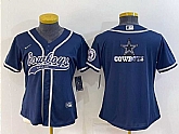 Women's Dallas Cowboys Navy Blue Team Big Logo With Patch Cool Base Stitched Baseball Jersey,baseball caps,new era cap wholesale,wholesale hats