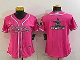 Women's Dallas Cowboys Pink Team Big Logo With Patch Cool Base Stitched Baseball Jersey,baseball caps,new era cap wholesale,wholesale hats