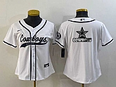 Women's Dallas Cowboys White Team Big Logo With Patch Cool Base Stitched Baseball Jersey,baseball caps,new era cap wholesale,wholesale hats