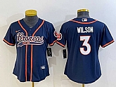 Women's Denver Broncos #3 Russell Wilson Navy Blue With Patch Cool Base Stitched Baseball Jersey,baseball caps,new era cap wholesale,wholesale hats