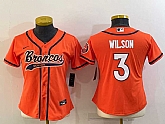 Women's Denver Broncos #3 Russell Wilson Orange With Patch Cool Base Stitched Baseball Jersey,baseball caps,new era cap wholesale,wholesale hats