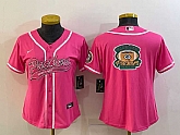 Women's Green Bay Packers Pink Team Big Logo With Patch Cool Base Stitched Baseball Jersey