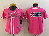 Women's Indianapolis Colts Team Big Logo Pink With Patch Cool Base Stitched Baseball Jersey