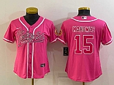 Women's Kansas City Chiefs #15 Patrick Mahomes Pink With Patch Cool Base Stitched Baseball Jersey,baseball caps,new era cap wholesale,wholesale hats