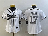 Women's Las Vegas Raiders #17 Davante Adams White Silver With Patch Cool Base Stitched Baseball Jersey,baseball caps,new era cap wholesale,wholesale hats