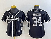 Women's Las Vegas Raiders #34 Bo Jackson Black With Patch Cool Base Stitched Baseball Jersey,baseball caps,new era cap wholesale,wholesale hats