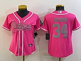 Women's Las Vegas Raiders #34 Bo Jackson Pink With Patch Cool Base Stitched Baseball Jersey,baseball caps,new era cap wholesale,wholesale hats