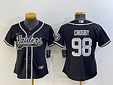 Women's Las Vegas Raiders #98 Maxx Crosby Black With Patch Cool Base Stitched Baseball Jersey,baseball caps,new era cap wholesale,wholesale hats