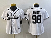 Women's Las Vegas Raiders #98 Maxx Crosby White With Patch Cool Base Stitched Baseball Jersey,baseball caps,new era cap wholesale,wholesale hats