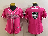 Women's Las Vegas Raiders Pink Team Big Logo With Patch Cool Base Stitched Baseball Jersey,baseball caps,new era cap wholesale,wholesale hats
