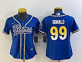 Women's Los Angeles Rams #99 Aaron Donald Royal With Patch Cool Base Stitched Baseball Jersey,baseball caps,new era cap wholesale,wholesale hats