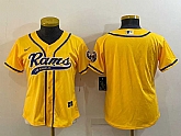 Women's Los Angeles Rams Blank Yellow With Patch Cool Base Stitched Baseball Jersey,baseball caps,new era cap wholesale,wholesale hats
