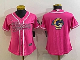 Women's Los Angeles Rams Pink Team Big Logo With Patch Cool Base Stitched Baseball Jersey,baseball caps,new era cap wholesale,wholesale hats