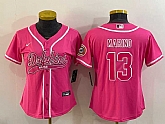Women's Miami Dolphins #13 Dan Marino Pink With Patch Cool Base Stitched Baseball Jersey,baseball caps,new era cap wholesale,wholesale hats