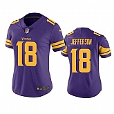 Women's Minnesota Vikings #18 Justin Jefferson Purple Limited Rush Stitched NFL Jersey,baseball caps,new era cap wholesale,wholesale hats
