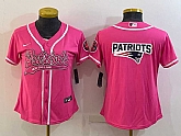 Women's New England Patriots Pink Team Big Logo With Patch Cool Base Stitched Baseball Jersey