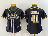 Women's New Orleans Saints #41 Alvin Kamara Black With Patch Cool Base Stitched Baseball Jersey,baseball caps,new era cap wholesale,wholesale hats