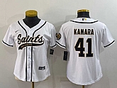 Women's New Orleans Saints #41 Alvin Kamara White With Patch Cool Base Stitched Baseball Jersey,baseball caps,new era cap wholesale,wholesale hats