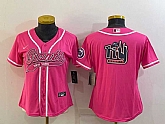 Women's New York Giants Pink Team Big Logo With Patch Cool Base Stitched Baseball Jersey,baseball caps,new era cap wholesale,wholesale hats