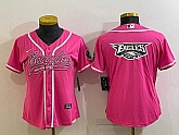 Women's Philadelphia Eagles Pink Team Big Logo With Patch Cool Base Stitched Baseball Jersey,baseball caps,new era cap wholesale,wholesale hats